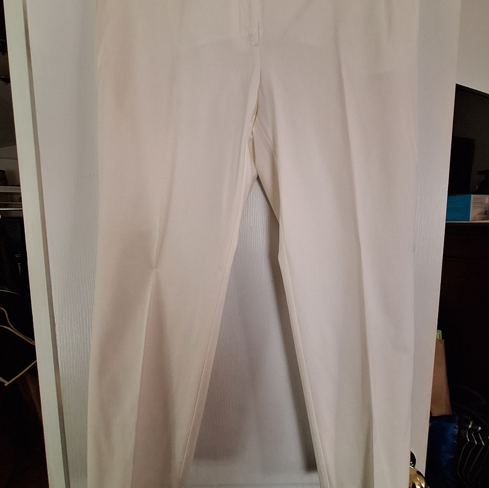 Alfani Cream Straight Leg Pants Professional Style